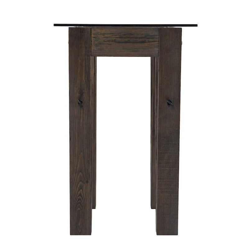 Clear Glass Reclaimed Wood Console Table with Abstract Base - 46 L x 18 W x 29.5 H