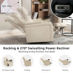 270 Swivel PU Leather Power Recliner with Phone Holder, Cup Holder, USB Port Home Theater Recliner for Living Room