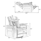 270 Swivel PU Leather Power Recliner with Phone Holder, Cup Holder, USB Port Home Theater Recliner for Living Room