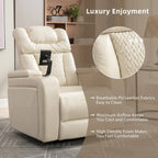 270 Swivel PU Leather Power Recliner with Phone Holder, Cup Holder, USB Port Home Theater Recliner for Living Room