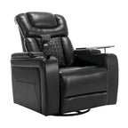 270 Swivel PU Leather Power Recliner with Phone Holder, Cup Holder, USB Port Home Theater Recliner for Living Room