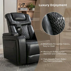 270 Swivel PU Leather Power Recliner with Phone Holder, Cup Holder, USB Port Home Theater Recliner for Living Room
