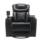 270 Swivel PU Leather Power Recliner with Phone Holder, Cup Holder, USB Port Home Theater Recliner for Living Room