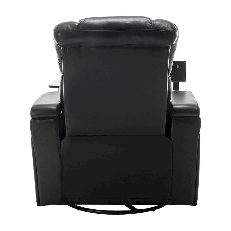 270 Swivel PU Leather Power Recliner with Phone Holder, Cup Holder, USB Port Home Theater Recliner for Living Room