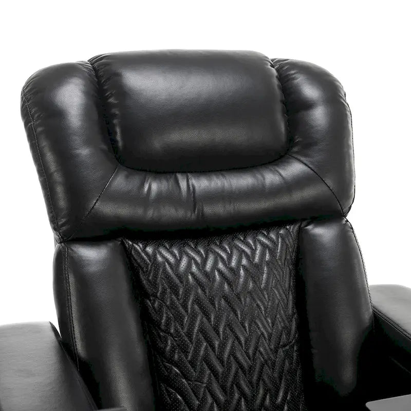 270 Swivel PU Leather Power Recliner with Phone Holder, Cup Holder, USB Port Home Theater Recliner for Living Room