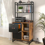 27.6  Wide Drawer File Cabinet, Wood Filing Cabinet With Charging Station and Locks