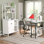 27.6  Wide Drawer File Cabinet, Wood Filing Cabinet With Charging Station and Locks