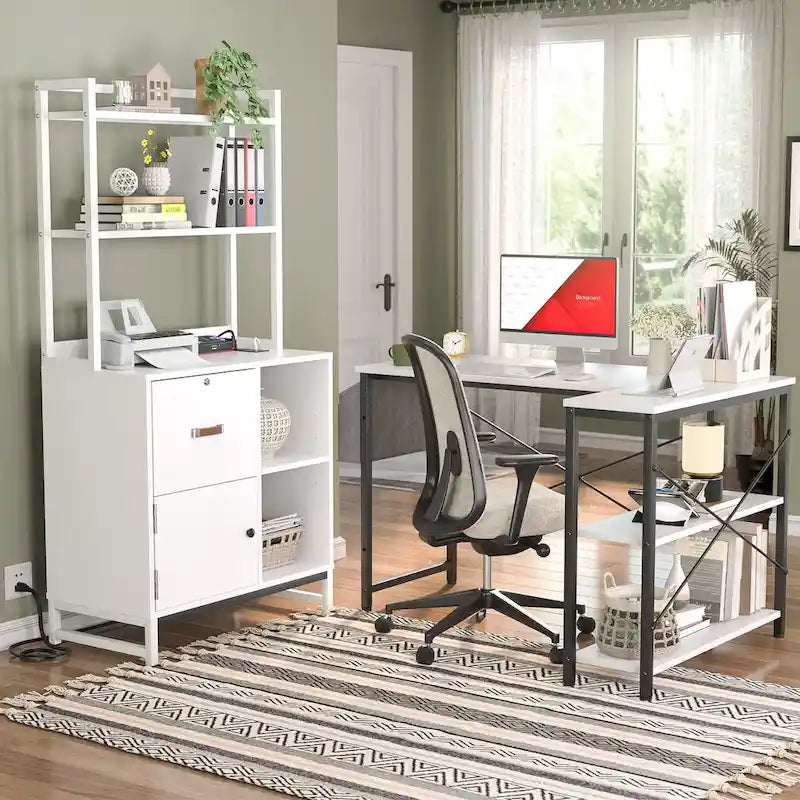 27.6  Wide Drawer File Cabinet, Wood Filing Cabinet With Charging Station and Locks