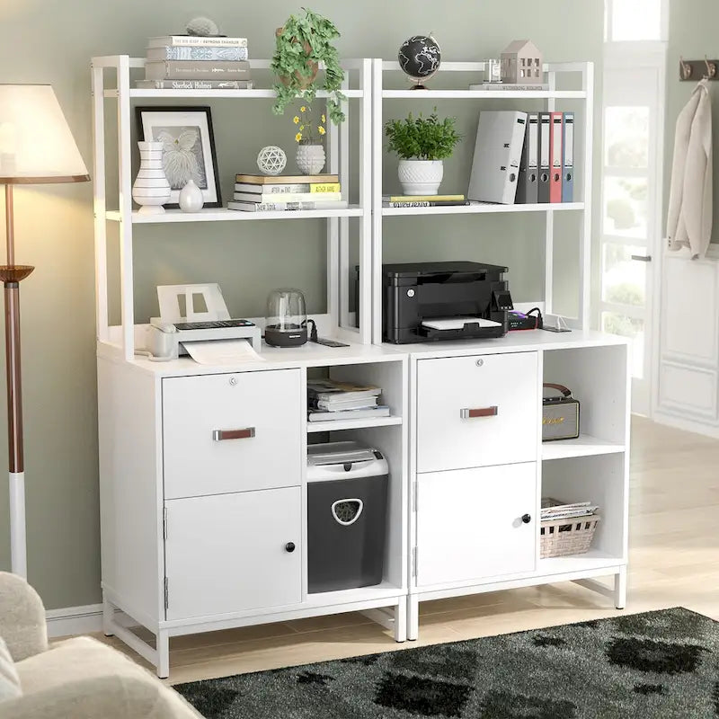 27.6  Wide Drawer File Cabinet, Wood Filing Cabinet With Charging Station and Locks