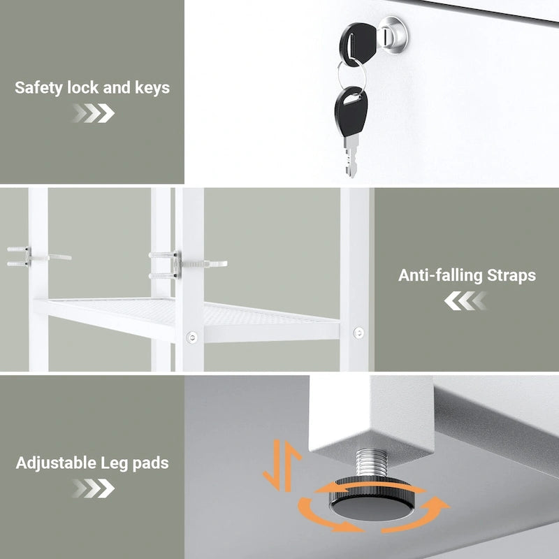 27.6  Wide Drawer File Cabinet, Wood Filing Cabinet With Charging Station and Locks
