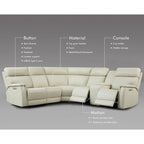 105  W Genuine Leather Power Sectional with Recliner Sofa Set with Single Console, USB&USB-C Ports, 1 Power ArmlessChair