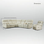 105  W Genuine Leather Power Sectional with Recliner Sofa Set with Single Console, USB&USB-C Ports, 1 Power ArmlessChair