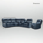 105  W Genuine Leather Power Sectional with Recliner Sofa Set with Single Console, USB&USB-C Ports, 1 Power ArmlessChair