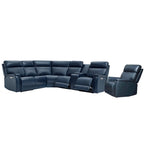 105  W Genuine Leather Power Sectional with Recliner Sofa Set with Single Console, USB&USB-C Ports, 1 Power ArmlessChair