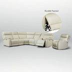 105  W Genuine Leather Power Sectional with Recliner Sofa Set with Single Console, USB&USB-C Ports, 1 Power ArmlessChair