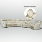 105  W Genuine Leather Power Sectional with Recliner Sofa Set with Single Console, USB&USB-C Ports, 1 Power ArmlessChair