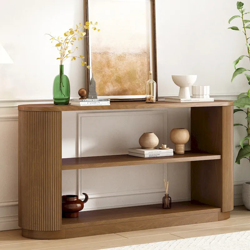 Christopher Knight Home - Mirod Modern Entryway Console Table with Open Shelf & Elegant Wood Grain Design