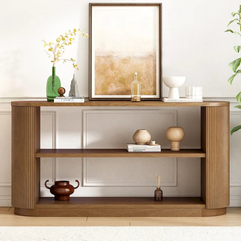 Christopher Knight Home - Mirod Modern Entryway Console Table with Open Shelf & Elegant Wood Grain Design