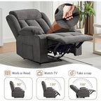 Oversized Manual Recliner Chair with Vibration Massage and Heat, Classic Overstuffed Deep Seat Sofa