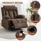 Oversized Manual Recliner Chair with Vibration Massage and Heat, Classic Overstuffed Deep Seat Sofa