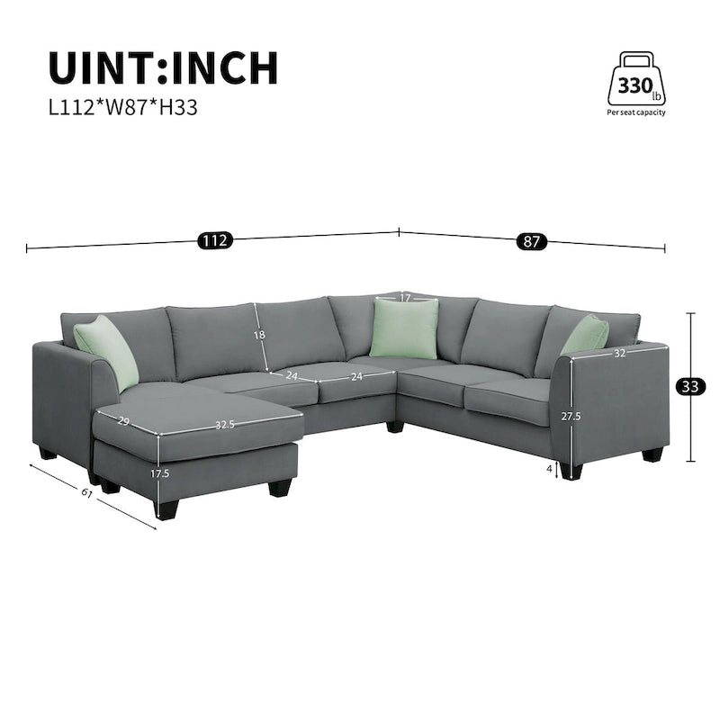 Sectional Sofa Couches Living Room Sets,7 Seats Modular Sectional Sofa