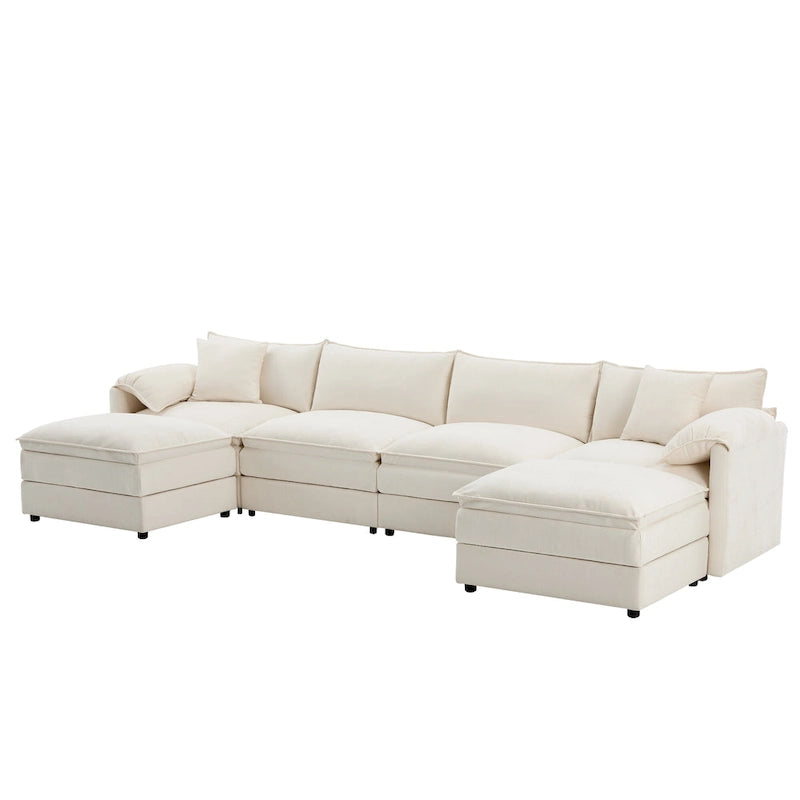 Chenille Modular Sectional Sofa, U Shaped Cloud Upholstered Couch Set
