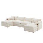 Chenille Modular Sectional Sofa, U Shaped Cloud Upholstered Couch Set