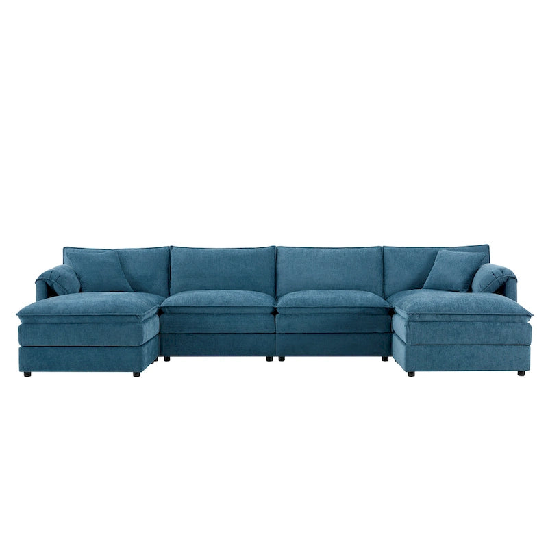Chenille Modular Sectional Sofa, U Shaped Cloud Upholstered Couch Set