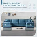 Chenille Modular Sectional Sofa, U Shaped Cloud Upholstered Couch Set