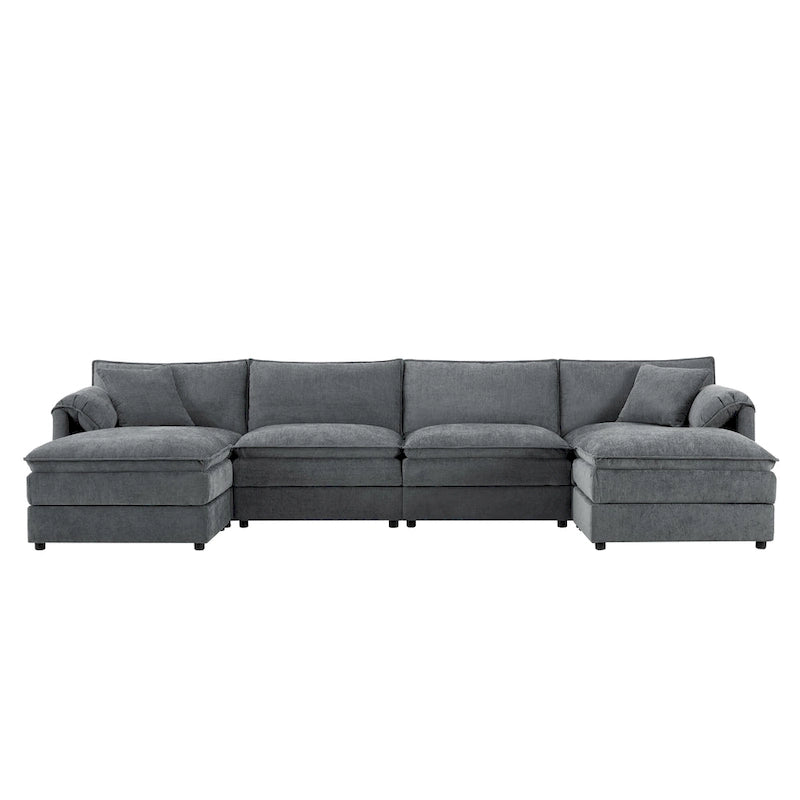 Chenille Modular Sectional Sofa, U Shaped Cloud Upholstered Couch Set