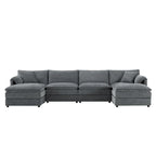 Chenille Modular Sectional Sofa, U Shaped Cloud Upholstered Couch Set