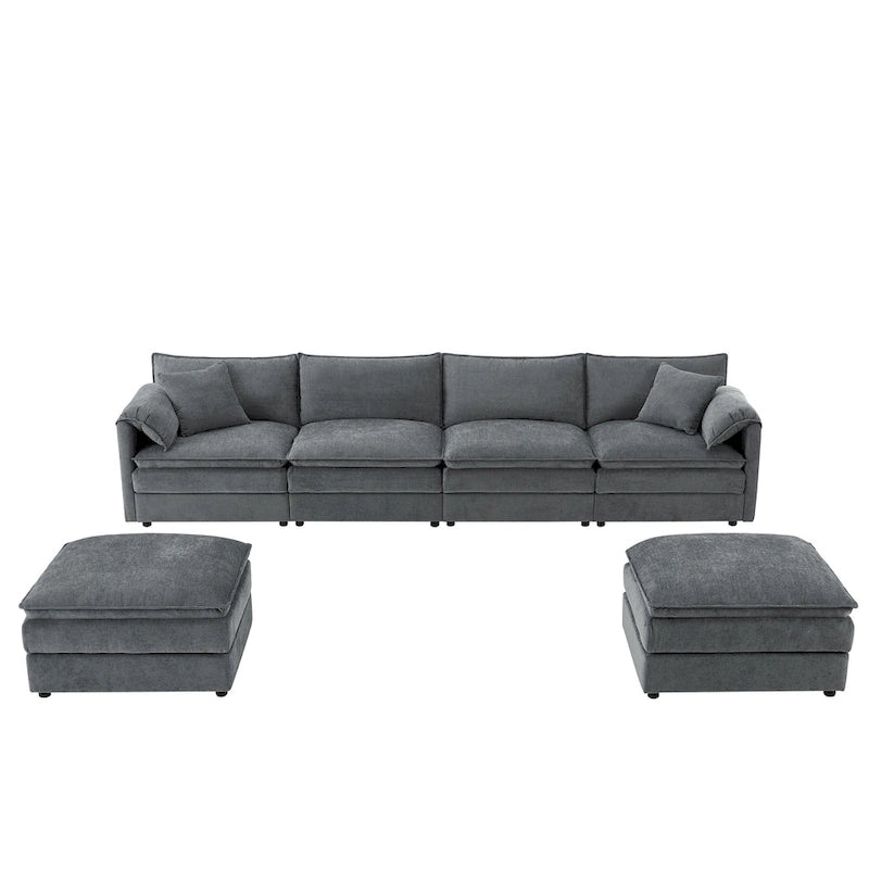 Chenille Modular Sectional Sofa, U Shaped Cloud Upholstered Couch Set