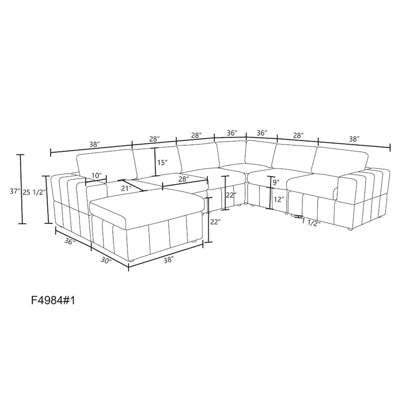 Oversized 7 - Piece 130  Wide Reversible Modular Corner Sectional Sofa Couch with Ottoman