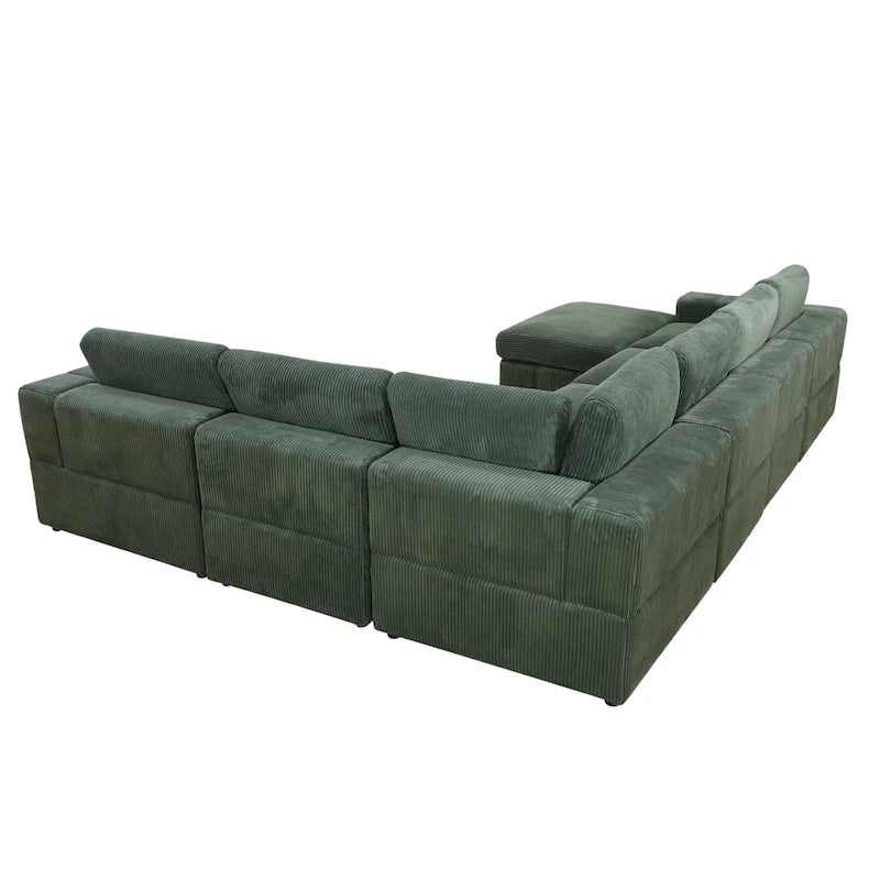 Oversized 7 - Piece 130  Wide Reversible Modular Corner Sectional Sofa Couch with Ottoman