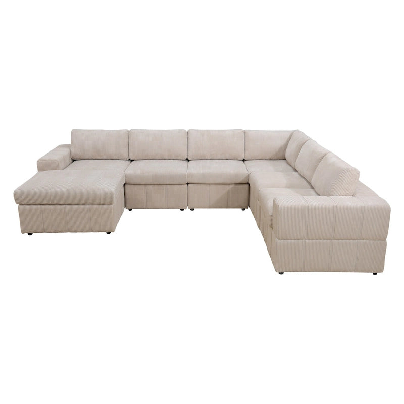 Oversized 7 - Piece 130  Wide Reversible Modular Corner Sectional Sofa Couch with Ottoman