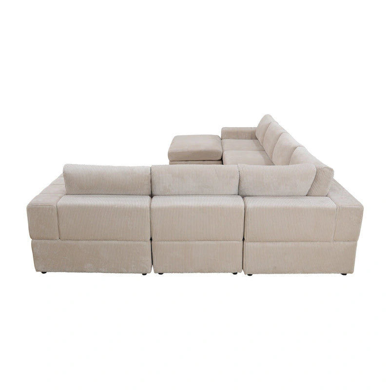 Oversized 7 - Piece 130  Wide Reversible Modular Corner Sectional Sofa Couch with Ottoman
