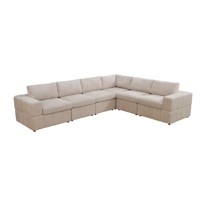 Oversized 7 - Piece 130  Wide Reversible Modular Corner Sectional Sofa Couch with Ottoman