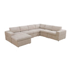 Oversized 7 - Piece 130  Wide Reversible Modular Corner Sectional Sofa Couch with Ottoman