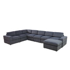 Oversized 7 - Piece 130  Wide Reversible Modular Corner Sectional Sofa Couch with Ottoman