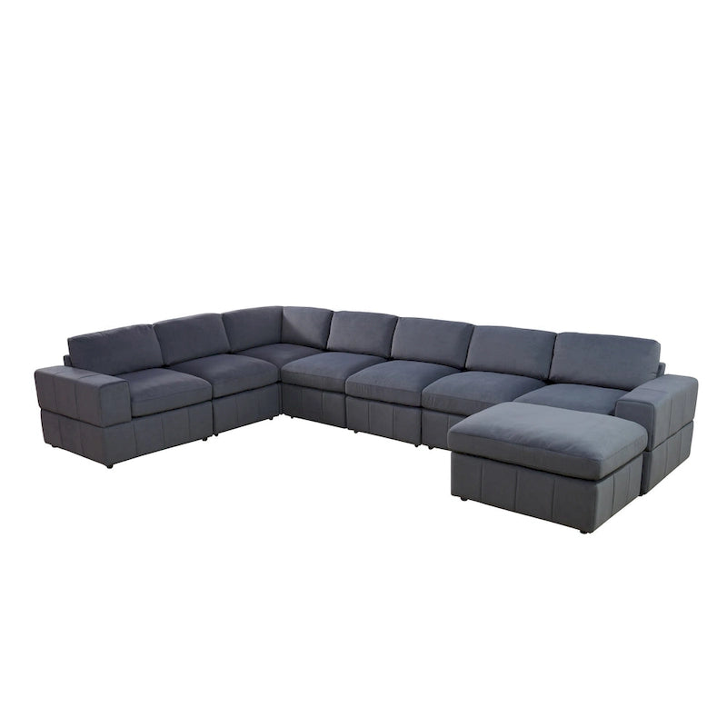 Oversized 7 - Piece 130  Wide Reversible Modular Corner Sectional Sofa Couch with Ottoman