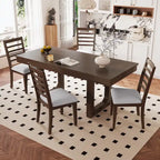 5 Piece Extendable Dining Table Set, Farmhouse Extendable Table with 18  Move Leaf