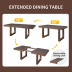 5 Piece Extendable Dining Table Set, Farmhouse Extendable Table with 18  Move Leaf