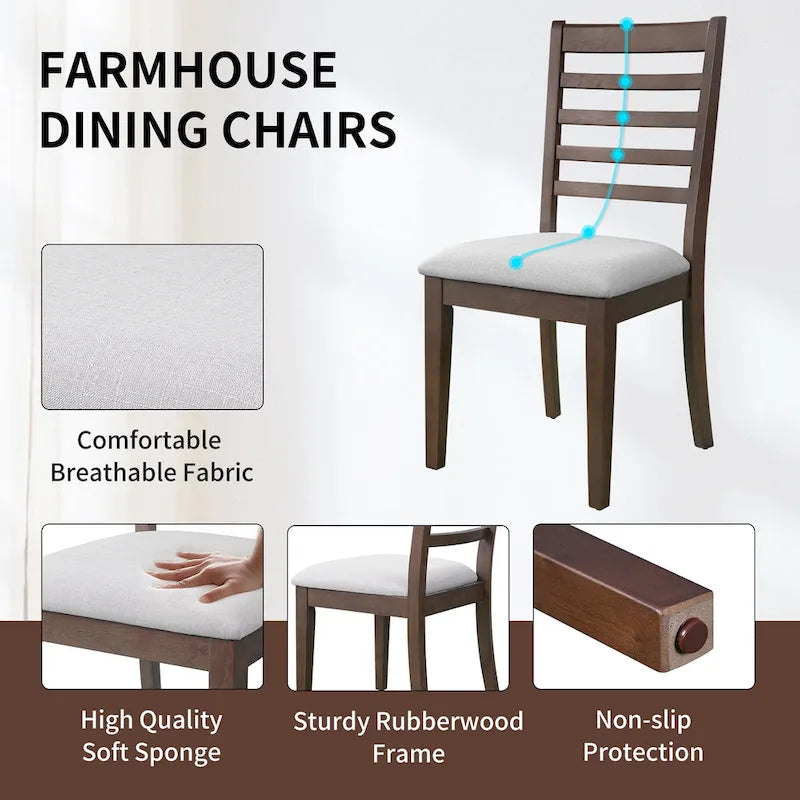 5 Piece Extendable Dining Table Set, Farmhouse Extendable Table with 18  Move Leaf