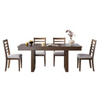5 Piece Extendable Dining Table Set, Farmhouse Extendable Table with 18  Move Leaf