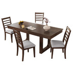 5 Piece Extendable Dining Table Set, Farmhouse Extendable Table with 18  Move Leaf