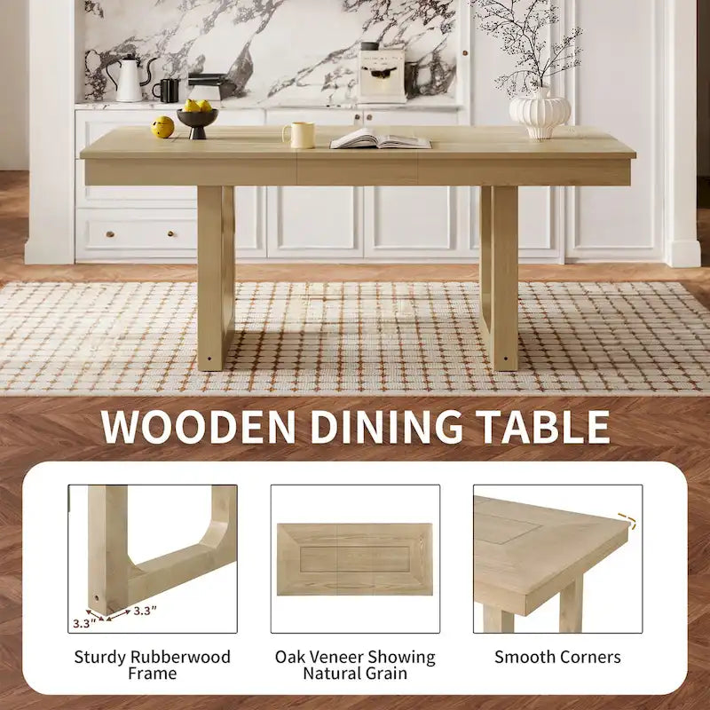 5 Piece Extendable Dining Table Set, Farmhouse Extendable Table with 18  Move Leaf