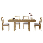 5 Piece Extendable Dining Table Set, Farmhouse Extendable Table with 18  Move Leaf