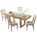5 Piece Extendable Dining Table Set, Farmhouse Extendable Table with 18  Move Leaf