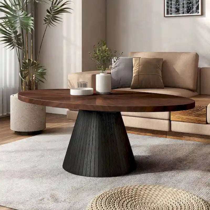 Furniture of America Dravo Modern Brown and Black Oval Coffee Table