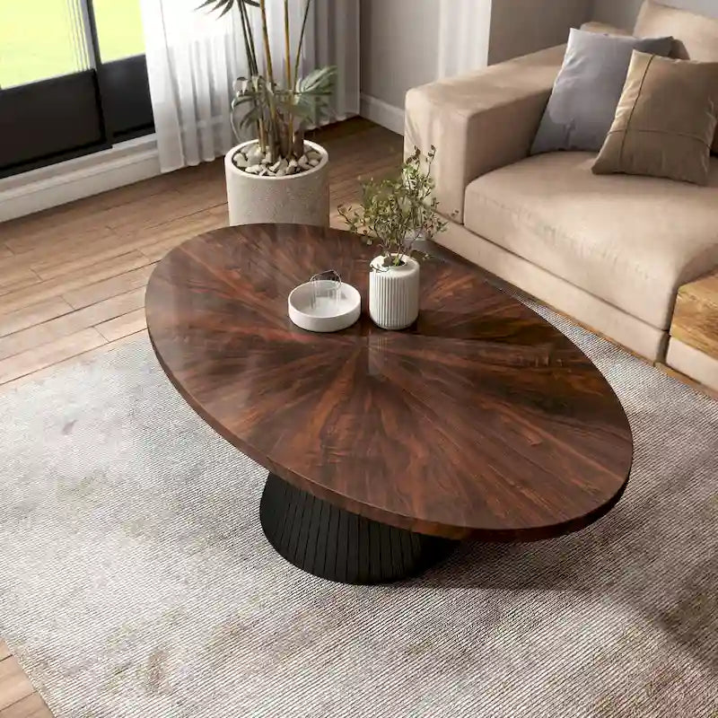 Furniture of America Dravo Modern Brown and Black Oval Coffee Table